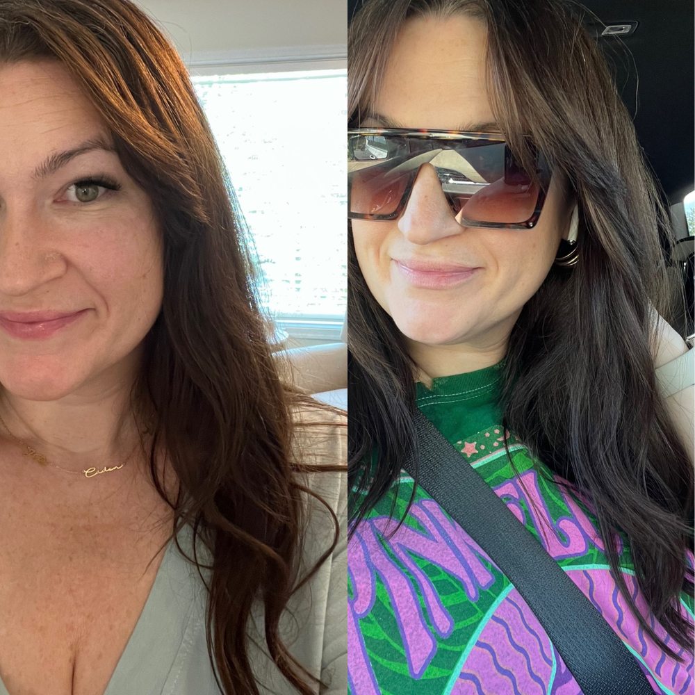 My hair before/after the haircut and blowout. Notice how he softened the edges and blended my bangs in beautifully! My hair before/after the haircut and blowout. Notice how he softened the edges and blended my bangs in beautifully!