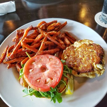 The Whiskey Kitchen - Crab Cake Sammy with Sweet Potato Fries - Gastropubs Near Me - Virginia Beach, Virginia The Whiskey Kitchen - Crab Cake Sammy with Sweet Potato Fries - Gastropubs Near Me - Virginia Beach, Virginia