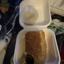 Side of cornbread with the soup. The gesture is nice but it was way too dense. Plus the honey butter that was given had a strange flavor.