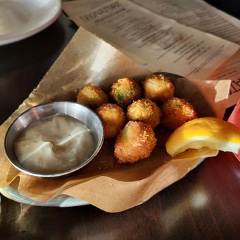 Segnatore - Fried olives stuffed with sausage. Would eat a million of these with 3 beers while watching football and consider my life complete. - Italian Near Me - Chicago, Illinois Segnatore - Fried olives stuffed with sausage. Would eat a million of these with 3 beers while watching football and consider my life complete. - Italian Near Me - Chicago, Illinois