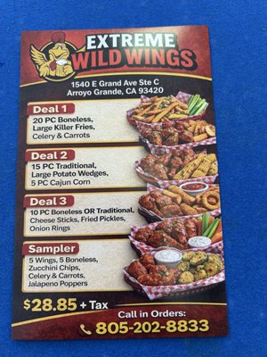 Menu photo 1 Extreme Wild Wings Arroyo Grande, CA Menu photo 1 Extreme Wild Wings Arroyo Grande, CA