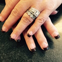 Sun Nails & Tan - Pink & white w/dark bronze glitter by Linda