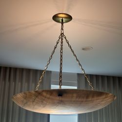 Lampshade Specialties - Alabaster bowl chandelier w/ hardware + chain from Lampshade Specialties
