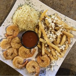 Flaming Cheese Saganaki - Fried Shrimp Platter
