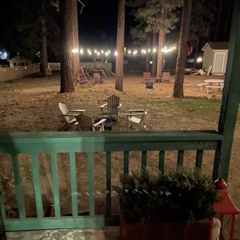 Lakewood Cabins - The lights were so pretty at night! There are also fire pits and disc golf outside. - Vacation Rentals Near Me - Big Bear Lake, California