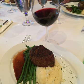 Ocean Prime - 8oz filet mignon with garlic mashed potatoes and French green beans paired with Cabernet. - Seafood Near Me - Orlando, Florida Ocean Prime - 8oz filet mignon with garlic mashed potatoes and French green beans paired with Cabernet. - Seafood Near Me - Orlando, Florida