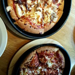 Pizza Hut - Chicken pizza on top and custom pizza on bottom