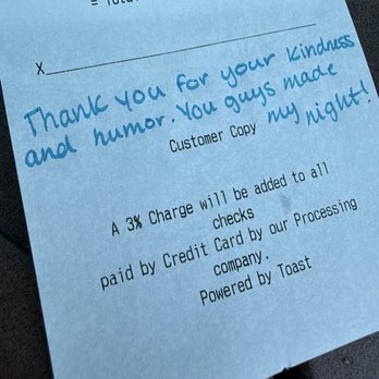 Pirates Cove - Nice note from waitress - Seafood Near Me - Galesville, Maryland Pirates Cove - Nice note from waitress - Seafood Near Me - Galesville, Maryland