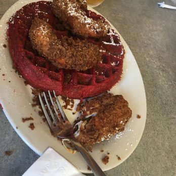 Nzinga's Kitchen - Chicken and red velvet waffle - Breakfast & Brunch Near Me - Durham, North Carolina Nzinga's Kitchen - Chicken and red velvet waffle - Breakfast & Brunch Near Me - Durham, North Carolina
