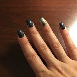 Today Nails & Spa - Gel polish with powdered chrome accent nail.