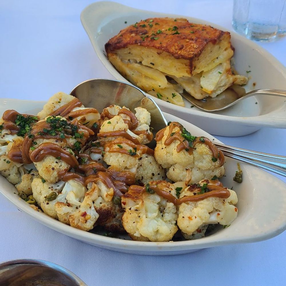 Cole's Chop House - Potato gratin and cauliflower, which was a bit bland - Steakhouses Near Me - Napa, California Cole's Chop House - Potato gratin and cauliflower, which was a bit bland - Steakhouses Near Me - Napa, California