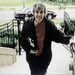 United Hospital System Kenosha Medical Center Clinic - Rita rinelli on the steps to the United Hospital System Kenosha Campus Cafeteria patio.