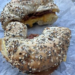 Bagel Station II - Everything bagel with egg & cheese