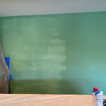 Palm Restore - This is their idea of painting. Wall isn't supposed to be two colors - Damage Restoration Near Me - Brookings, Oregon
