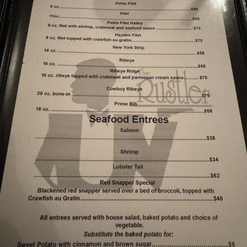 The Rustler - Menu - Steakhouses Near Me - Meridian, Mississippi