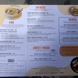 Buba Street Noodle & Bar - Menu
