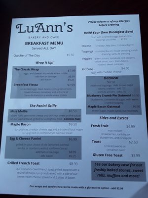 Menu photo 2 Luann's Bakery and Cafe Ellington, CT