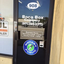Boca Box - Business Hours. And owner is a Notary. Notaries are so old school!