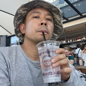 Gaucho Beach - Cute dude drinking ice water - Sandwiches Near Me - Long Beach, California