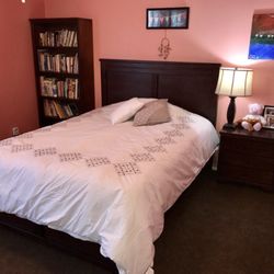 Lindsay Duff, Design-Whisperer - New bedroom furniture, bedding, lamp, bookcase and wall color!