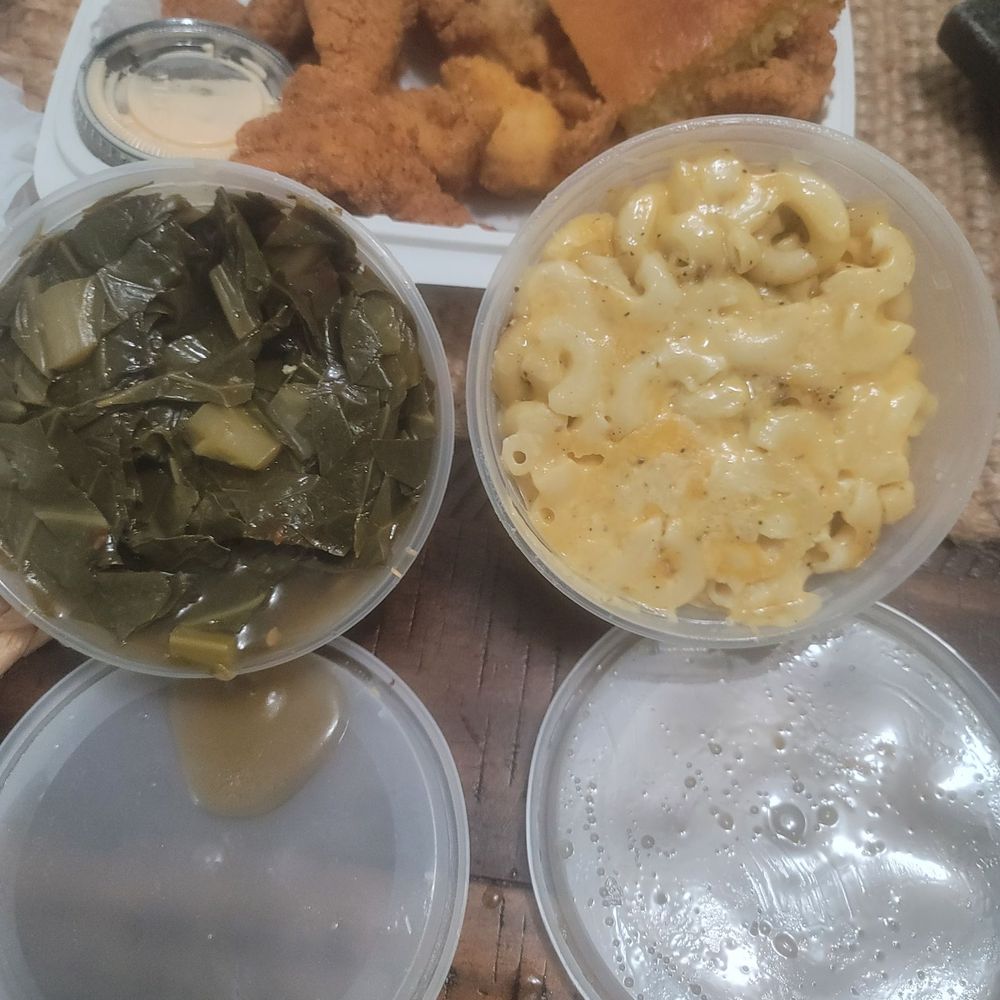 Nana's Southern Kitchen - The One main 2 sides , should have been told the fish was actually fish nuggest. Corn bread very dry crumble to touch. - Seafood Near Me - Kent, Washington Nana's Southern Kitchen - The One main 2 sides , should have been told the fish was actually fish nuggest. Corn bread very dry crumble to touch. - Seafood Near Me - Kent, Washington