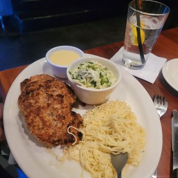 Charleston's - Parmesan crusted  chicken with angel hair, coleslaw, and Burbblanc sauce - American Near Me - Mesa, Arizona