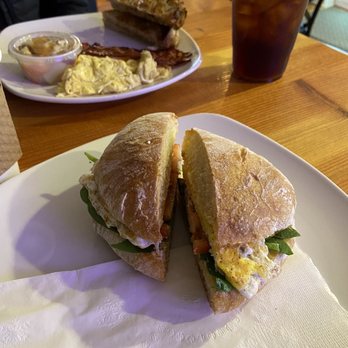 McFarland House Cafe - Anne's ciabatta sandwich, black tea, Breakfast Combo - Coffee & Tea Near Me - McFarland, Wisconsin