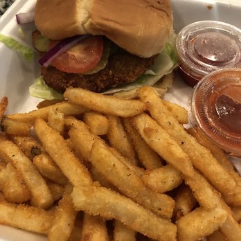 The BeetBox - Chicken-less Sandwich - comes with delicious fries! - Comfort Food Near Me - Oklahoma City, Oklahoma