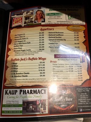 Menu photo 4 Buffalo Jack's Covington, OH