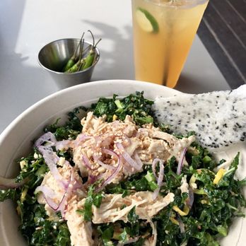 East Borough - Kale mango salad with chicken - Vietnamese Near Me - Costa Mesa, California East Borough - Kale mango salad with chicken - Vietnamese Near Me - Costa Mesa, California