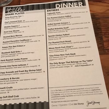 The Table - The menu - New American Near Me - San Jose, California The Table - The menu - New American Near Me - San Jose, California