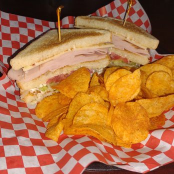 Geo's Pool And Pub - Triple decker turkey sandwich and Lay's BBQ chips - Sports Bars Near Me - Tallahassee, Florida