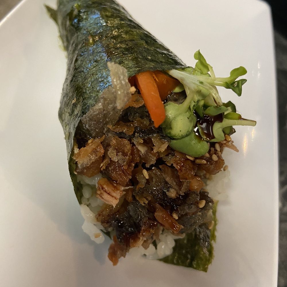 Sushi Pier - Salmon skin hand roll - order one since this is huge! - Sushi Bars Near Me - Reno, Nevada Sushi Pier - Salmon skin hand roll - order one since this is huge! - Sushi Bars Near Me - Reno, Nevada