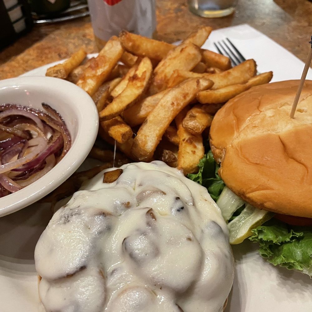 The Satellite Diner - Great burger with mushrooms and provolone cheese. Crispy battered fries - Breakfast & Brunch Near Me - Spokane, Washington The Satellite Diner - Great burger with mushrooms and provolone cheese. Crispy battered fries - Breakfast & Brunch Near Me - Spokane, Washington