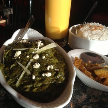 Cardamom - Palak Paneer (spinach), Mango lasse, and Anchar (very flavorful pickled veggies- med. hot). Great dinner! - Indian Near Me - Ann Arbor, Michigan