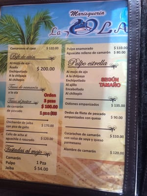 Menu photo 3 La Ola Tlaxcalancingo, PUE