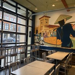 Lu's Sandwiches - Inside seating and wall decor