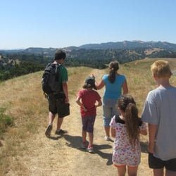 Here are campers on a hiking adventure in the Briones Hills with their buddies.