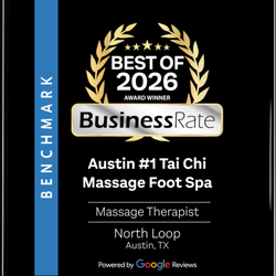 Austin Tai Chi Massage and Foot Spa - Tai Chi massage has been recognized as the BEST of 2026 Award Winner based on Google review and Certified by Business Rate in Austin.