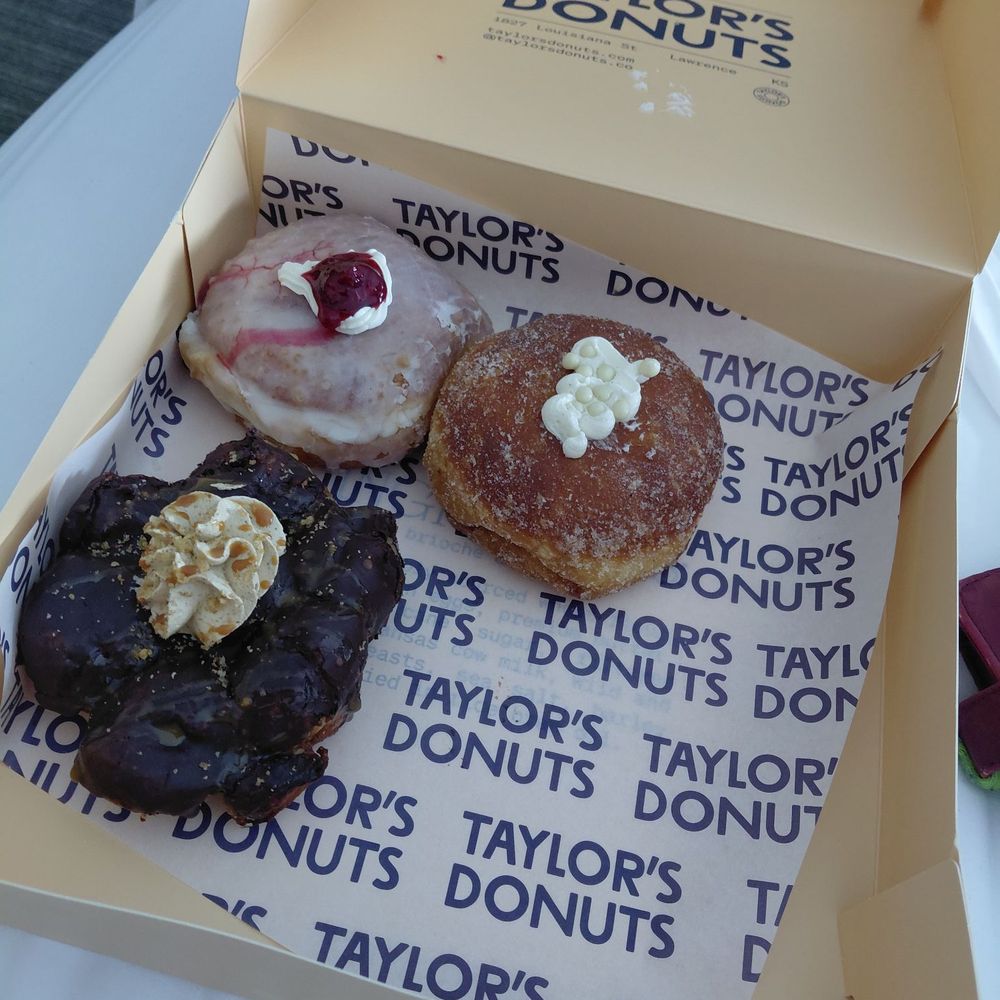 Taylor's Donuts - Just the donuts Raspberry Passionfruit guava Smores - Coffee & Tea Near Me - Lawrence, Kansas Taylor's Donuts - Just the donuts Raspberry Passionfruit guava Smores - Coffee & Tea Near Me - Lawrence, Kansas