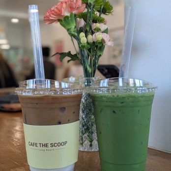 Cafe The Scoop - Banana latte and matcha latte - Cafes Near Me - Long Beach, California Cafe The Scoop - Banana latte and matcha latte - Cafes Near Me - Long Beach, California