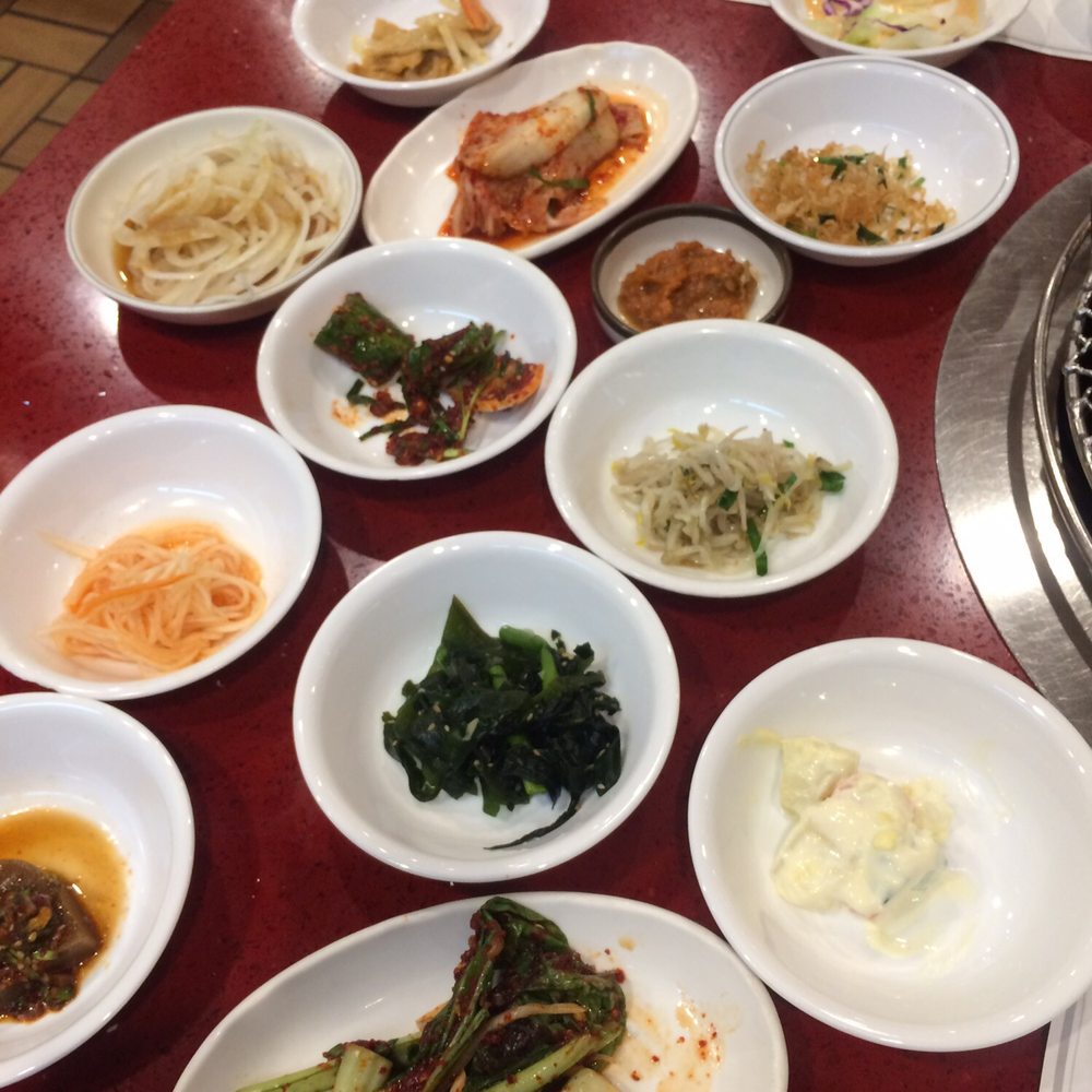 Mapo BBQ - Selection of banchan, mostly Kimchee - Korean Near Me - Flushing, New York