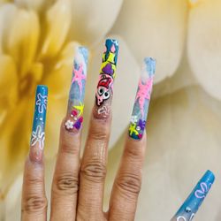 Sunflower Nails Spa & Lash - Extra long length nails by Hannah for summer beaches