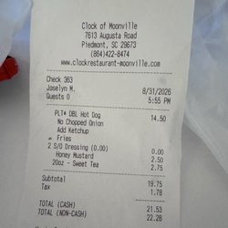 Clock Fine Foods - Moonville - Receipt