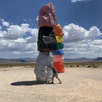 Seven Magic Mountains - Pushing my hardest to rearrange the rocks. - Public Art Near Me - Las Vegas, Nevada Seven Magic Mountains - Pushing my hardest to rearrange the rocks. - Public Art Near Me - Las Vegas, Nevada