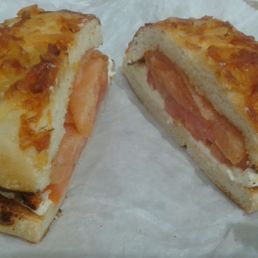 Excellent Salmon Bagel Sandwich on Five Cheese Bagel!