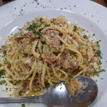 Lil Vinny’s - Spaghetti Carbonara no cream per request. Al dente and tasty - Italian Near Me - Oviedo, Florida Lil Vinny’s - Spaghetti Carbonara no cream per request. Al dente and tasty - Italian Near Me - Oviedo, Florida