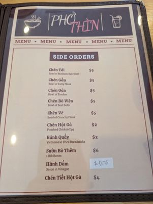 Menu photo 4 Pho Thin Westminster, CA