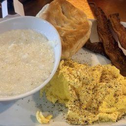 Scrambled Eggs, Grits, Bacon, & the best biscuit in the world! Scrambled Eggs, Grits, Bacon, & the best biscuit in the world!