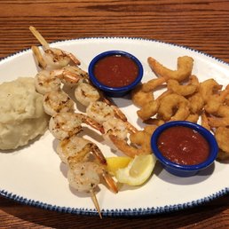 Fire-grilled Shrimp Skewers and Hand-battered Shrimp